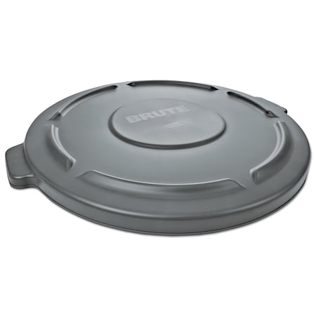 Rubbermaid Commercial Round Flat Top Lid, for 55gal Round BRUTE Containers, 26.75" dia, Gray FG265400GRAY